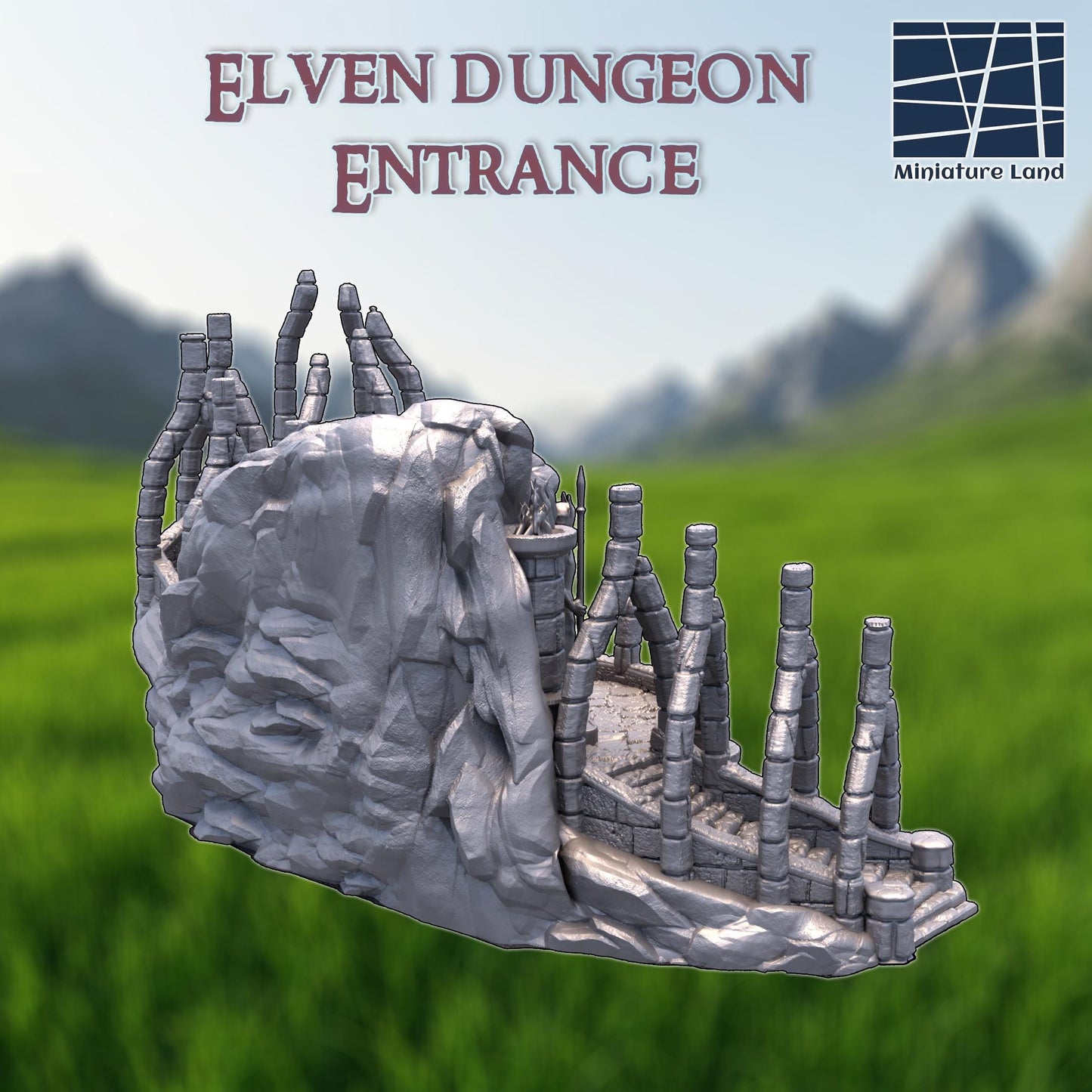 Elven Dungeon Entrance - Tabletop Terrain - 28 MM, Tabletop 3D Printed Terrain by MiniatureLand, Perfect for Wargaming and RPGs