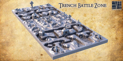 Trench Battle Zone - Tabletop Terrain - Tabletop 3D Printed Terrain by MiniatureLand, Perfect for Wargaming and RPGs