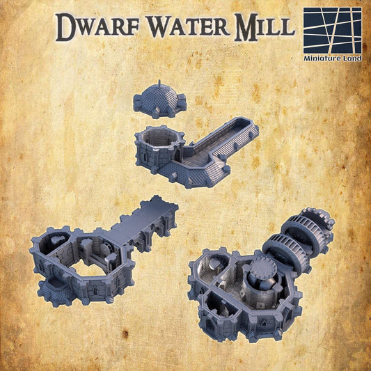 Dwarf Watermill - Tabletop Terrain - 28 MM, Tabletop 3D Printed Terrain by MiniatureLand, Perfect for Wargaming and RPGs