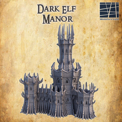 Dark Elf Manor - Tabletop Terrain - 28 MM, Tabletop 3D Printed Terrain by MiniatureLand, Perfect for Wargaming and RPGs
