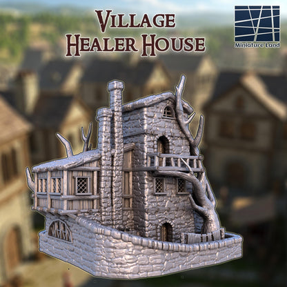 Village Healer House - Tabletop Terrain - 28 MM, Tabletop 3D Printed Terrain by MiniatureLand, Perfect for Wargaming and RPGs