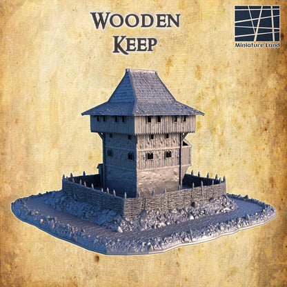 Wooden Keep - Tabletop Terrain - 28 MM, Tabletop 3D Printed Terrain by MiniatureLand, Perfect for Wargaming and RPGs