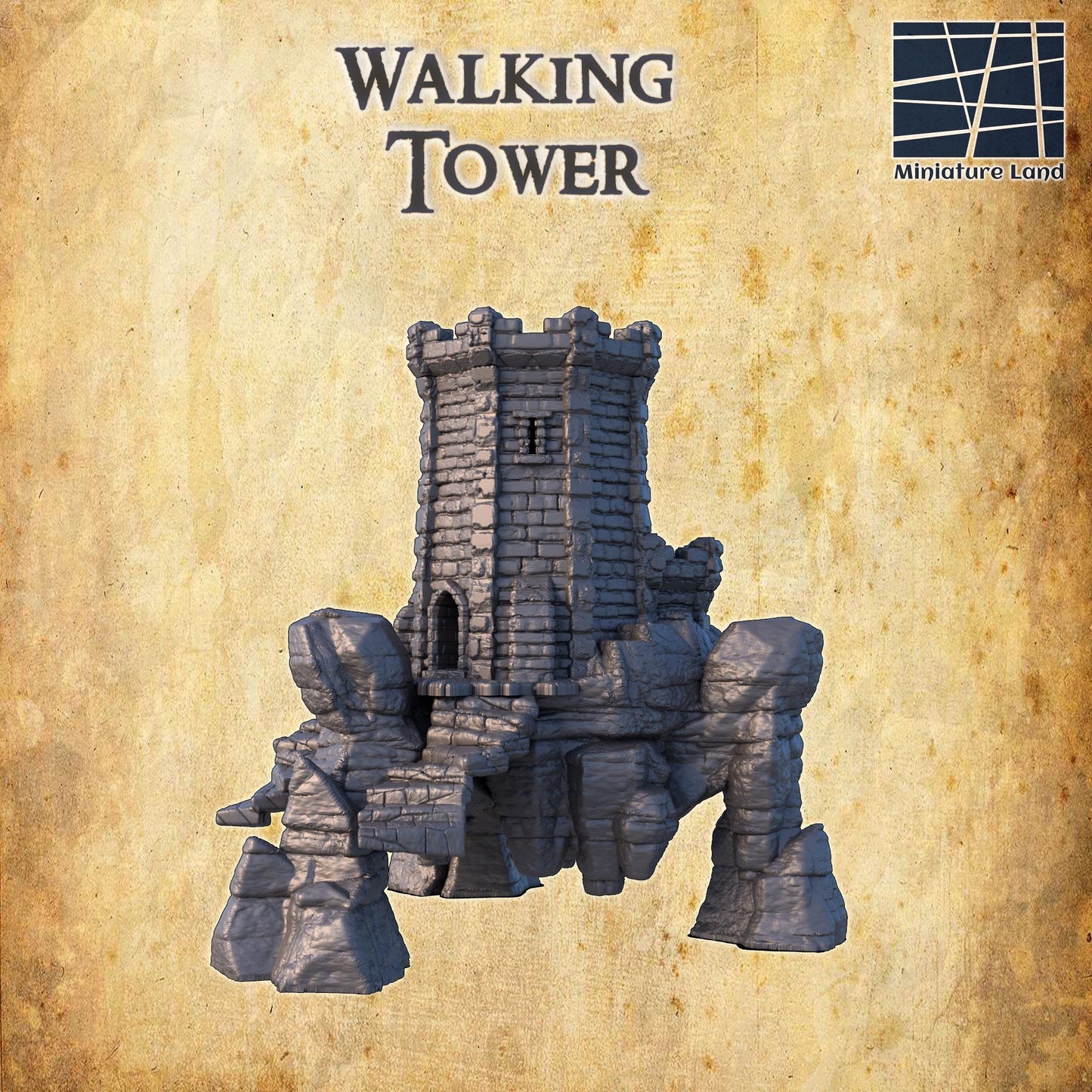 Walking Tower - Tabletop Terrain - 28 MM, Tabletop 3D Printed Terrain by MiniatureLand, Perfect for Wargaming and RPGs