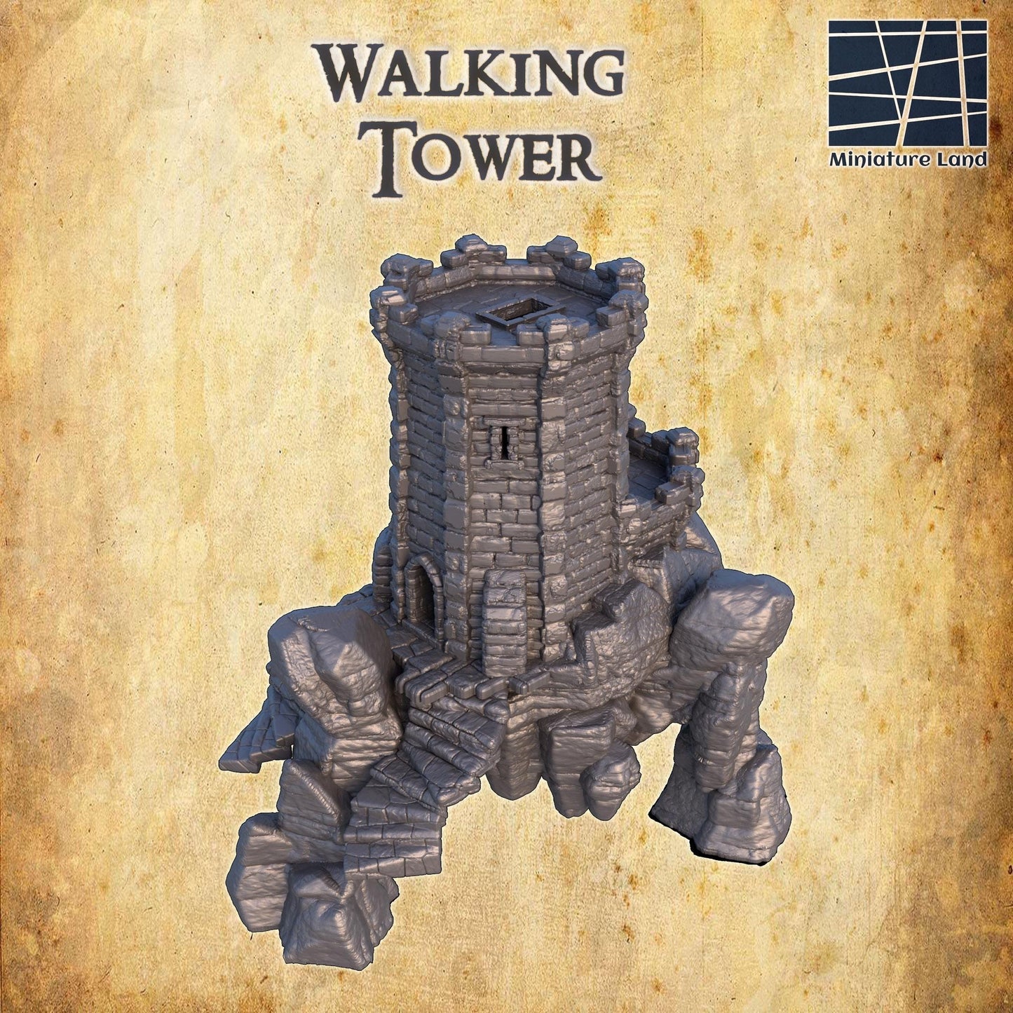Walking Tower - Tabletop Terrain - 28 MM, Tabletop 3D Printed Terrain by MiniatureLand, Perfect for Wargaming and RPGs