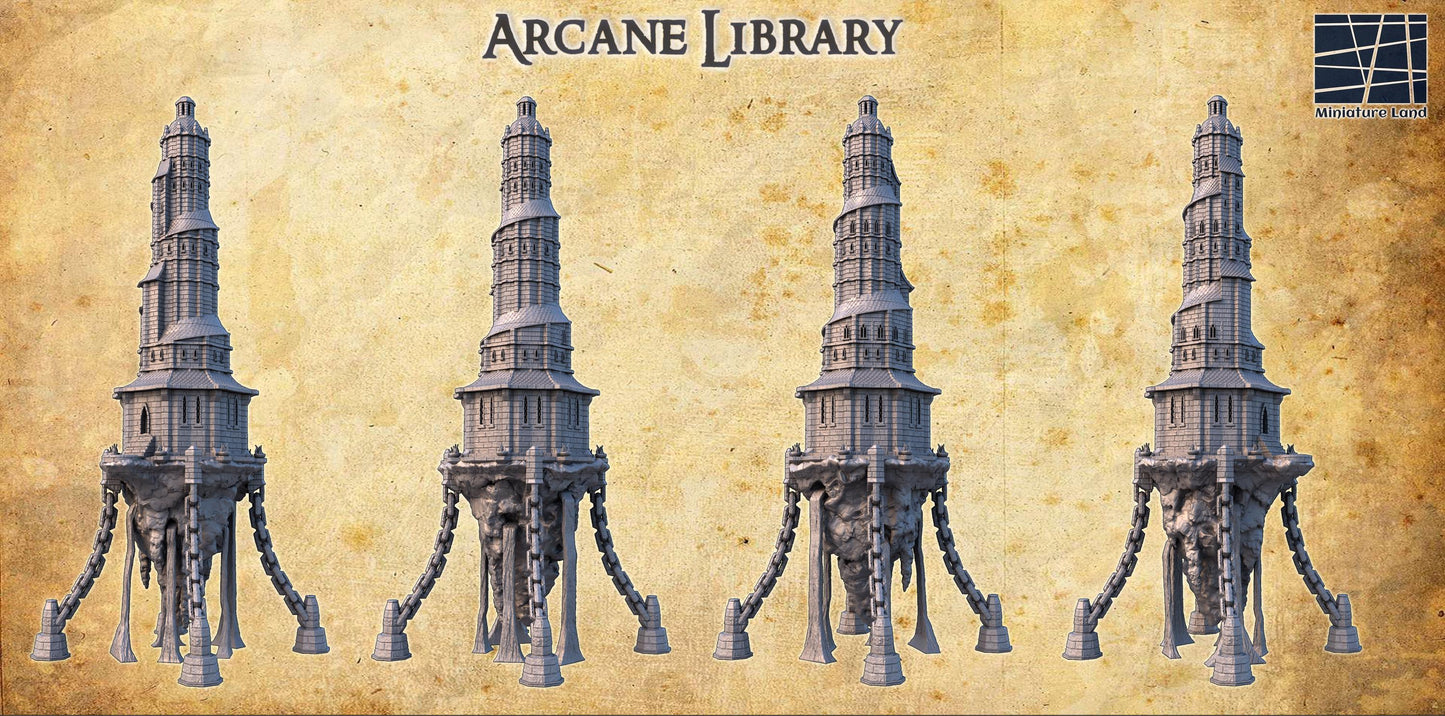 Arcane Library - Tabletop Terrain - 28 MM, Tabletop 3D Printed Terrain by MiniatureLand, Perfect for Wargaming and RPGs