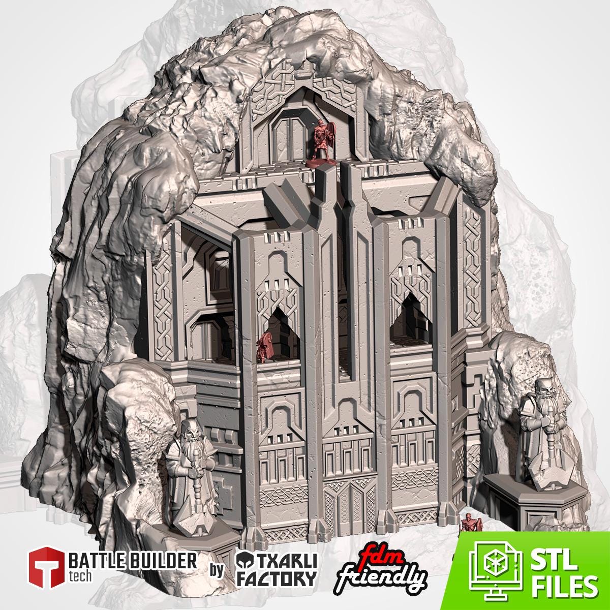 THE ISOLATED MOUNTAIN Txarli Factory Dwarven Holds 5-part Terrain Set, Perfect for Tabletop Wargames