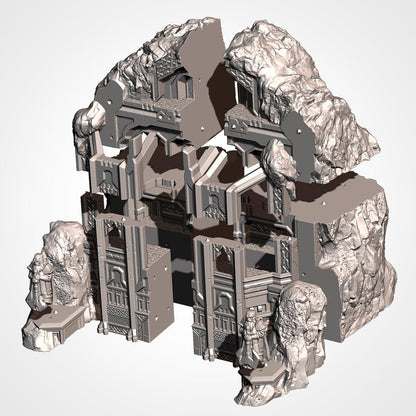 THE ISOLATED MOUNTAIN Txarli Factory Dwarven Holds 5-part Terrain Set, Perfect for Tabletop Wargames