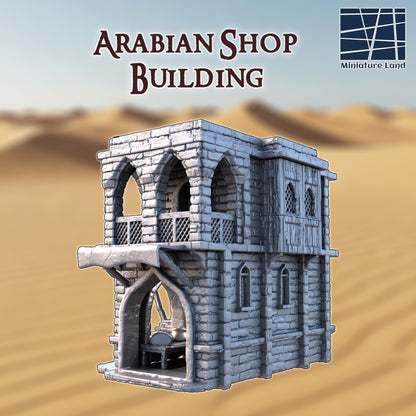 Arabian Shop Building - Tabletop Terrain - 28 MM Tabletop 3D Printed Terrain by MiniatureLand, Perfect for Wargaming and RPGs