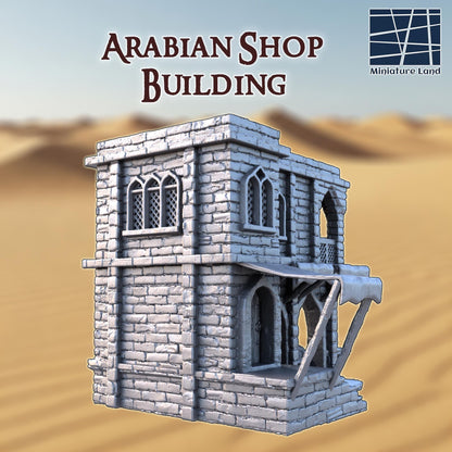 Arabian Shop Building - Tabletop Terrain - 28 MM Tabletop 3D Printed Terrain by MiniatureLand, Perfect for Wargaming and RPGs