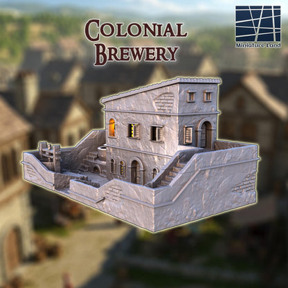Colonial Brewery - Tabletop Terrain - 28 MM, Tabletop 3D Printed Terrain by MiniatureLand, Perfect for Wargaming and RPGs