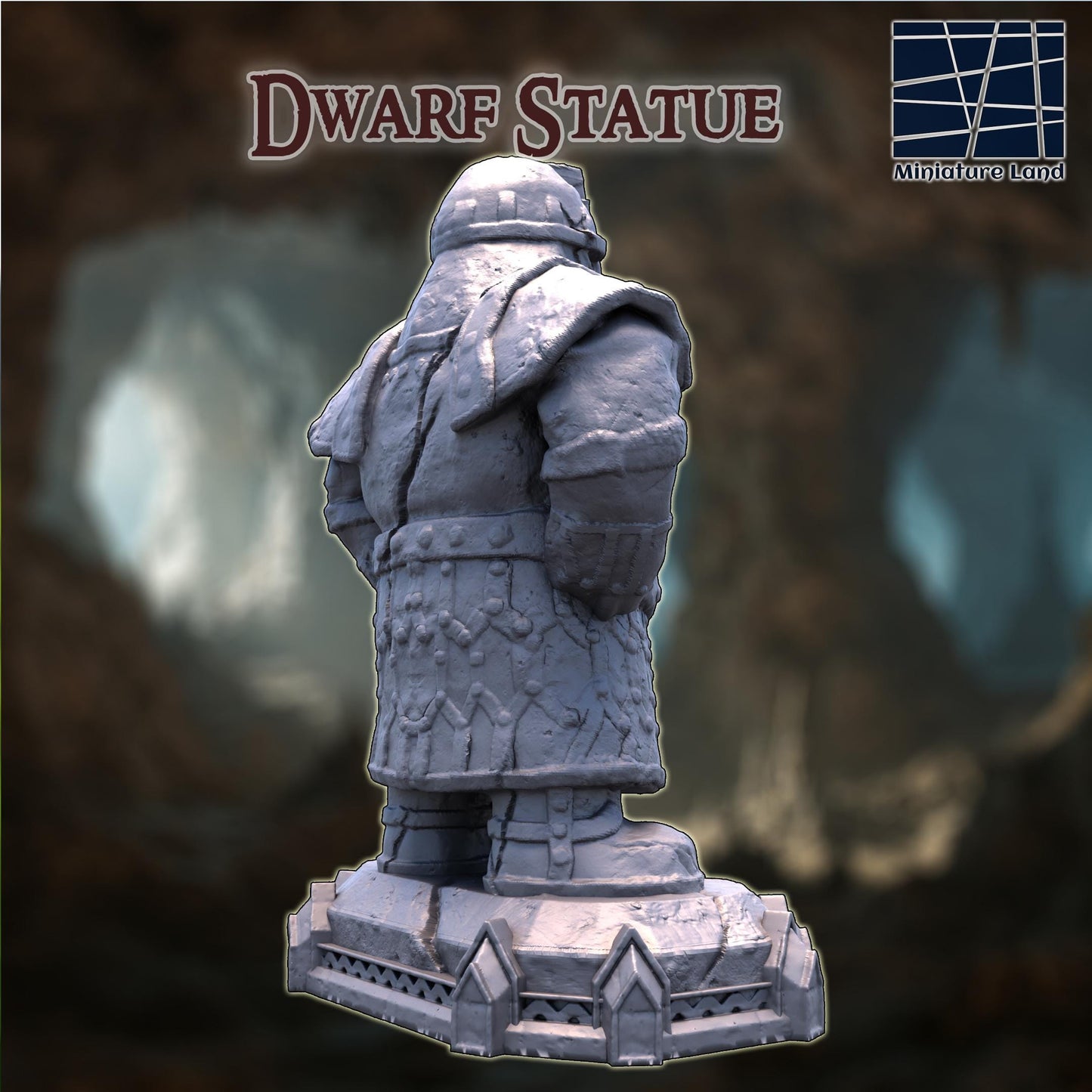 Old Dwarf Statue - Tabletop Terrain - 28 MM, Tabletop 3D Printed Terrain by MiniatureLand, Perfect for Wargaming and RPGs