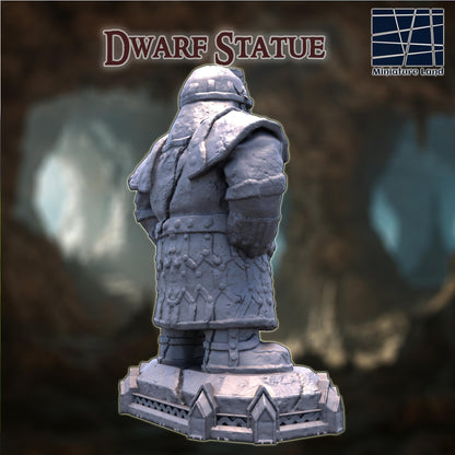 Old Dwarf Statue - Tabletop Terrain - 28 MM, Tabletop 3D Printed Terrain by MiniatureLand, Perfect for Wargaming and RPGs