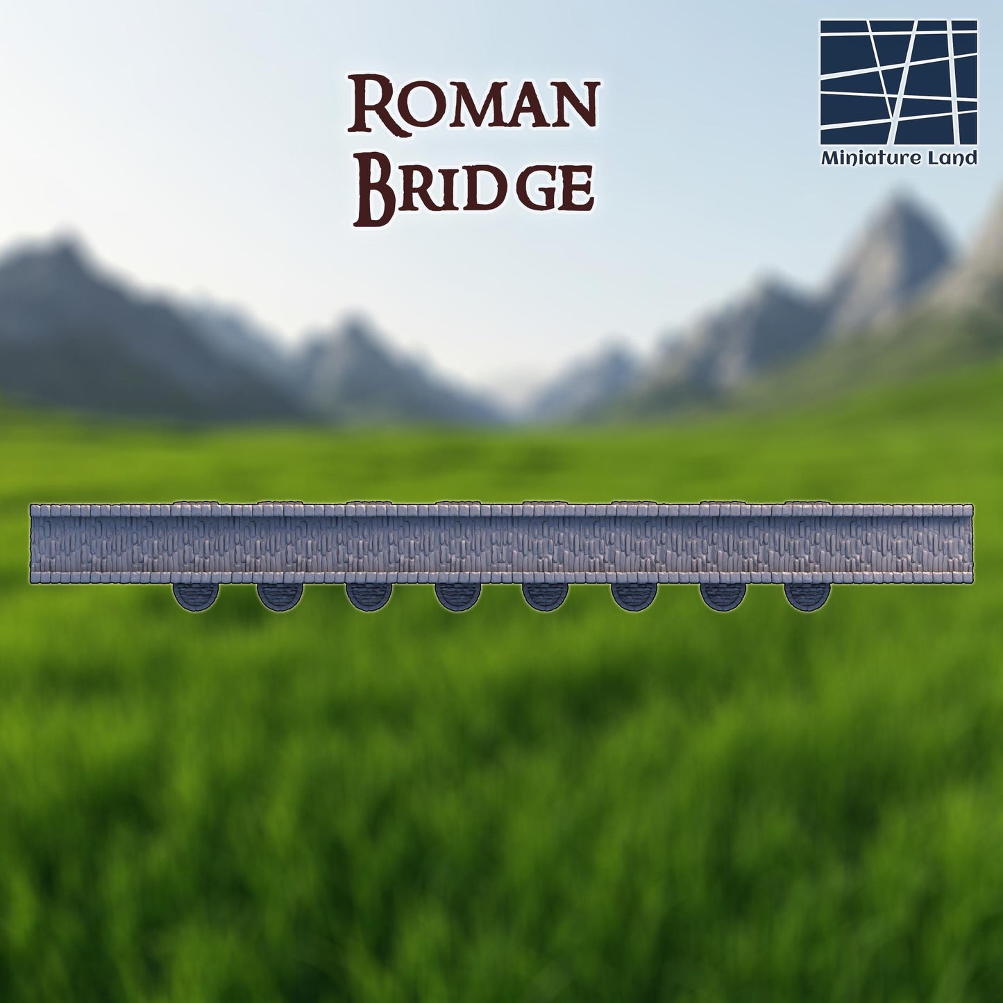 Ancient Roman Bridge - Tabletop Terrain - 28 MM, Tabletop 3D Printed Terrain by MiniatureLand, Perfect for Wargaming and RPGs