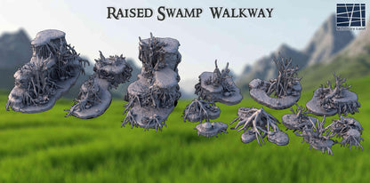 Raised Swamp Walkway - Tabletop Terrain - 28 MM, Tabletop 3D Printed Terrain by MiniatureLand, Perfect for Wargaming and RPGs
