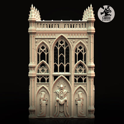Gothic Building 1, Imperial Cathedral Terrain Sculpted by Tainted Windmill for Wargames set in the Grimdark Future