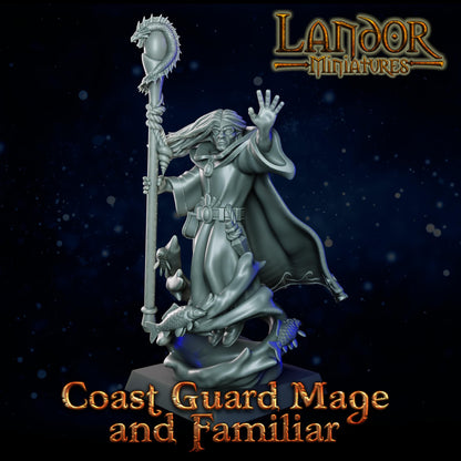 Coast Guard Mage and Familiar, Modular High Elven miniatures by Landor Miniatures! High Elves for Fantasy Wargames