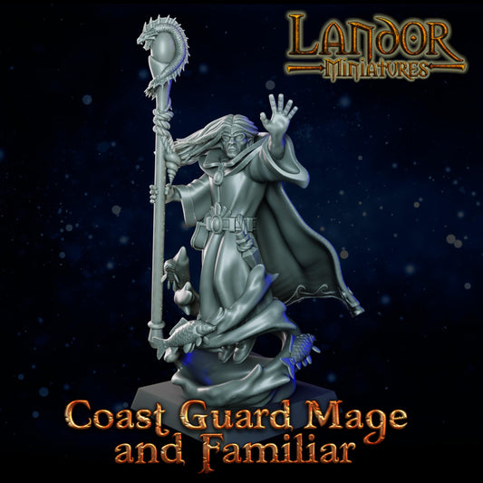 Coast Guard Mage and Familiar, Modular High Elven miniatures by Landor Miniatures! High Elves for Fantasy Wargames