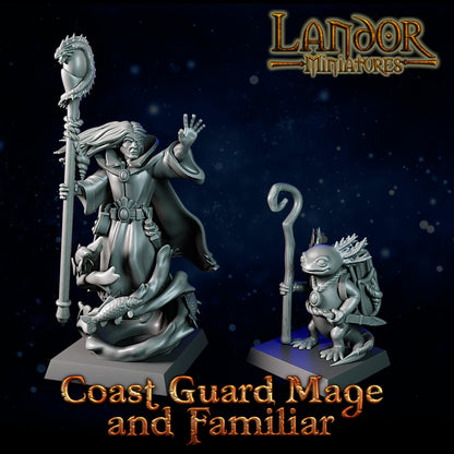 Coast Guard Mage and Familiar, Modular High Elven miniatures by Landor Miniatures! High Elves for Fantasy Wargames