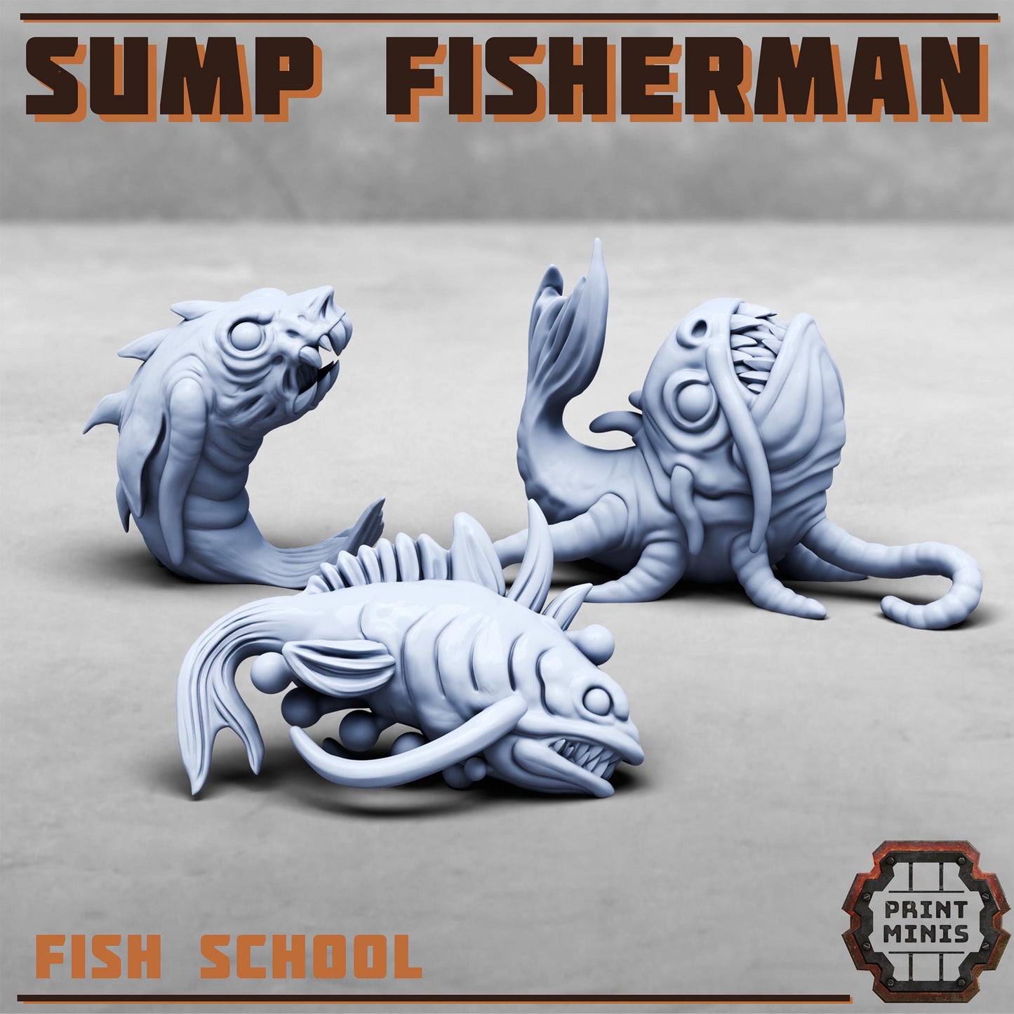 Sump Fisherman w/ Fish School -  Sci-Fi Grimdark Sump Pirate by Print Minis