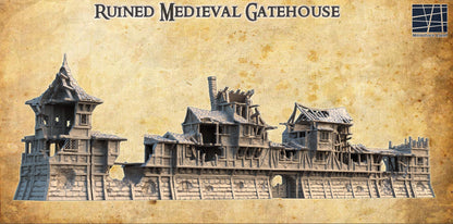 Ruined Medieval Gatehouse - Tabletop Terrain - 28 MM, Tabletop 3D Printed Terrain by MiniatureLand, Perfect for Wargaming and RPGs