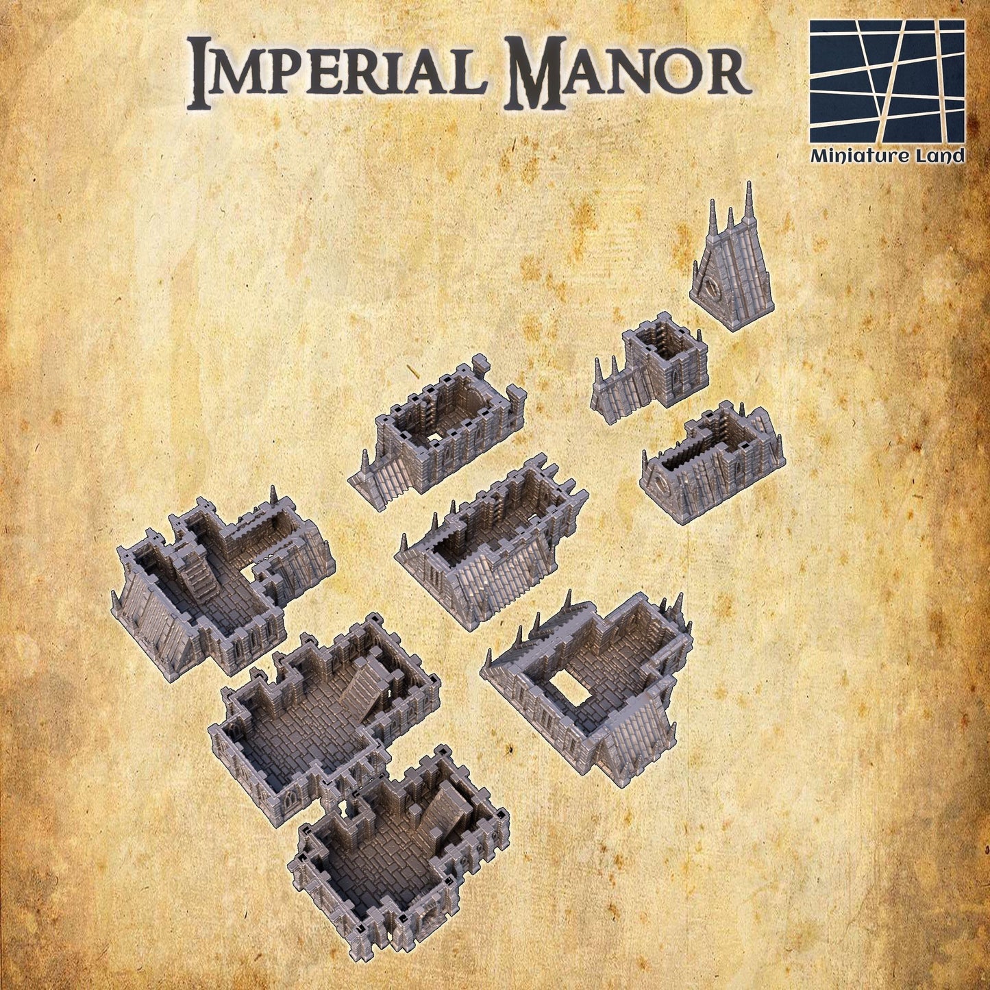 Imperial Manor - Tabletop Terrain - 28 MM, Tabletop 3D Printed Terrain by MiniatureLand, Perfect for Wargaming and RPGs