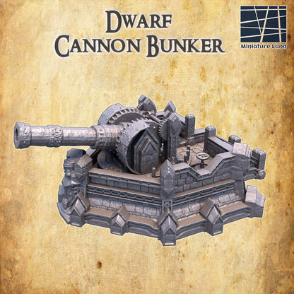 Dwarf Cannon Bunker - Tabletop Terrain - 28 MM, Tabletop 3D Printed Terrain by MiniatureLand, Perfect for Wargaming and RPGs