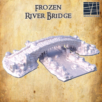 Frozen River Bridge - Tabletop Terrain - 28 MM, Tabletop 3D Printed Terrain by MiniatureLand, Perfect for Wargaming and RPGs