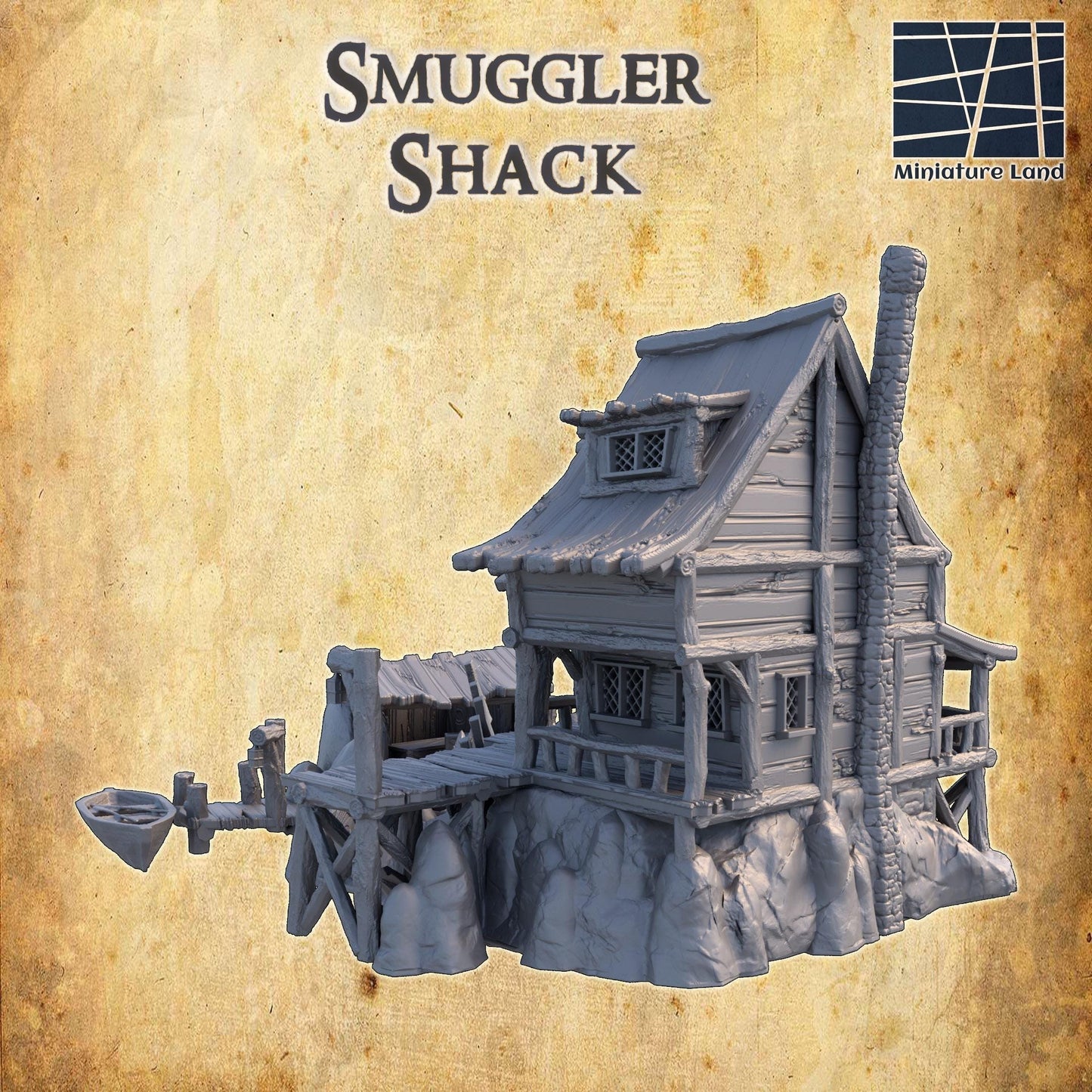 Smuggler Shack - Tabletop Terrain - 28 MM, Tabletop 3D Printed Terrain by MiniatureLand, Perfect for Wargaming and RPGs