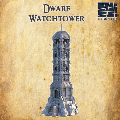 Dwarf Watchtower - Tabletop Terrain - 28 MM, Tabletop 3D Printed Terrain by MiniatureLand, Perfect for Wargaming and RPGs