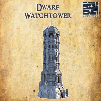 Dwarf Watchtower - Tabletop Terrain - 28 MM, Tabletop 3D Printed Terrain by MiniatureLand, Perfect for Wargaming and RPGs