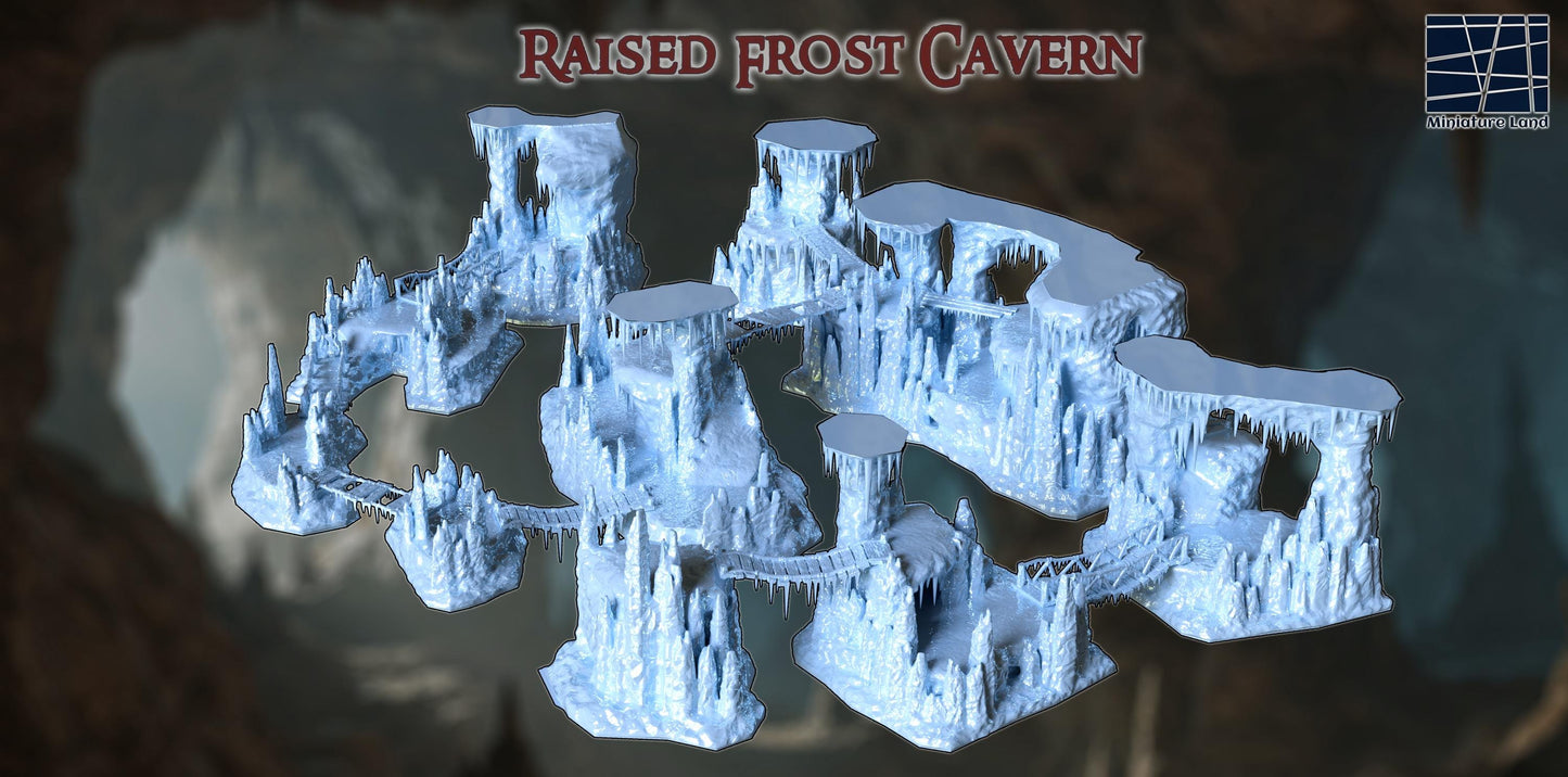 Raised Ice Cavern - Tabletop Terrain - 28 MM, Tabletop 3D Printed Terrain by MiniatureLand, Perfect for Wargaming and RPGs