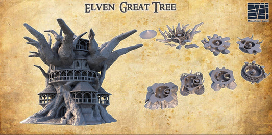 Elven Great Tree - Tabletop Terrain - 28 MM, Tabletop 3D Printed Terrain by MiniatureLand, Perfect for Wargaming and RPGs