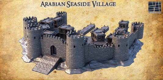 Arabian Seaside Village - Tabletop Terrain - 28 MM 3D Printed Terrain by MiniatureLand, Perfect for Wargaming and RPGs