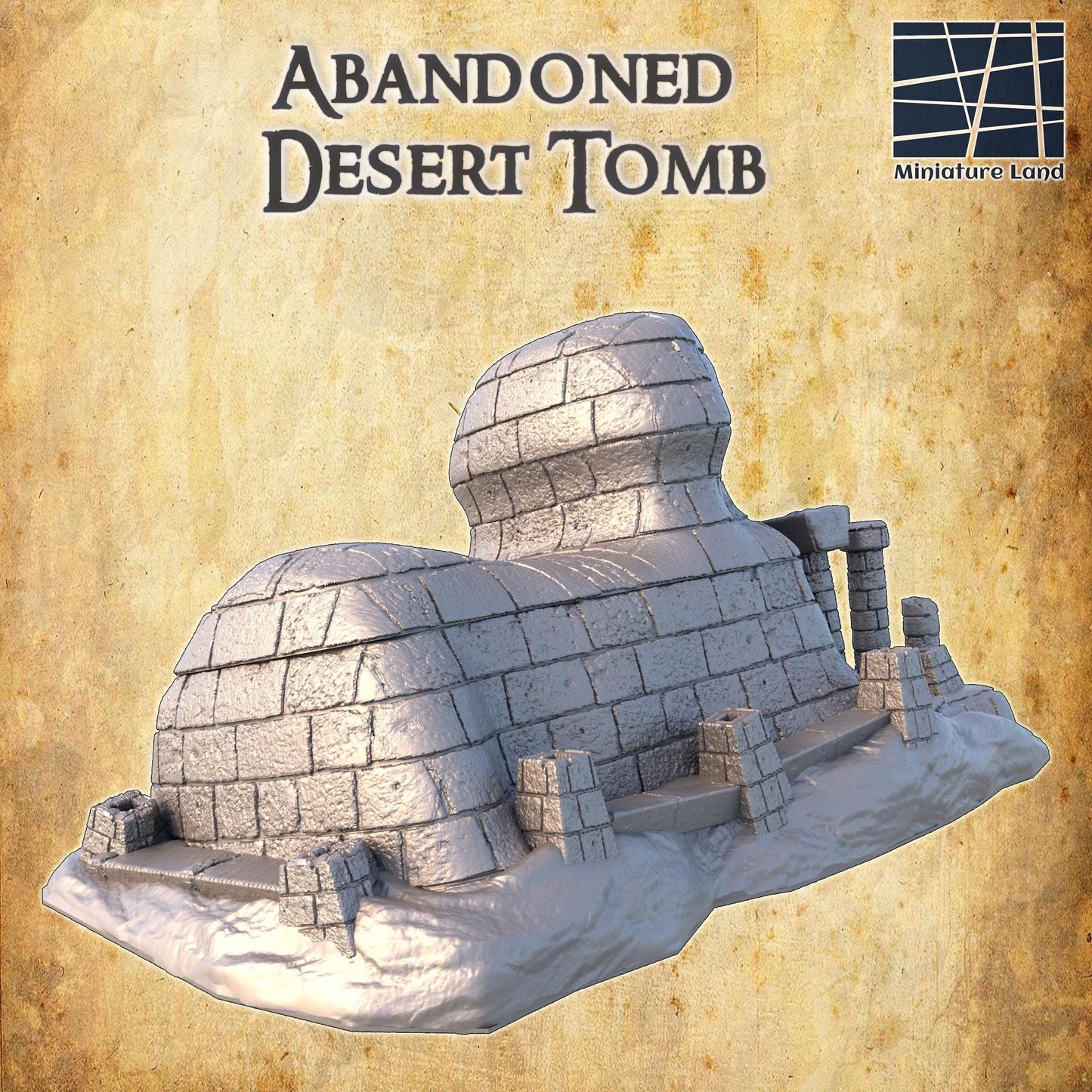 Abandoned Desert Tomb - Tabletop Terrain - 28 MM 3D Printed Terrain by MiniatureLand, Perfect for Wargaming and RPGs