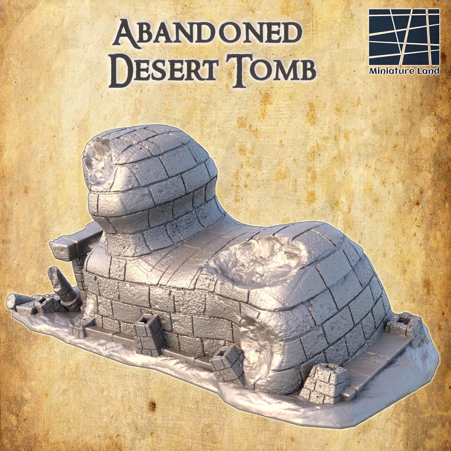 Abandoned Desert Tomb - Tabletop Terrain - 28 MM 3D Printed Terrain by MiniatureLand, Perfect for Wargaming and RPGs