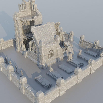 Ruined Small Church - Tabletop Terrain - 28 MM, Tabletop 3D Printed Terrain by MiniatureLand, Perfect for Wargaming and RPGs