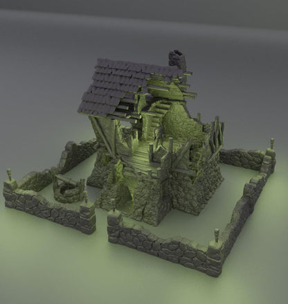 Ruined FarmHouse - Tabletop Terrain - 28 MM, Tabletop 3D Printed Terrain by MiniatureLand, Perfect for Wargaming and RPGs