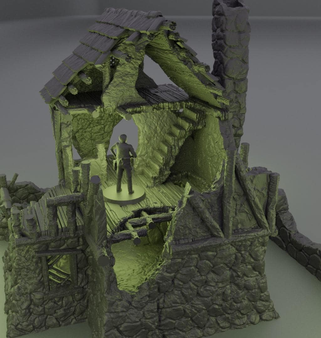 Ruined FarmHouse - Tabletop Terrain - 28 MM, Tabletop 3D Printed Terrain by MiniatureLand, Perfect for Wargaming and RPGs