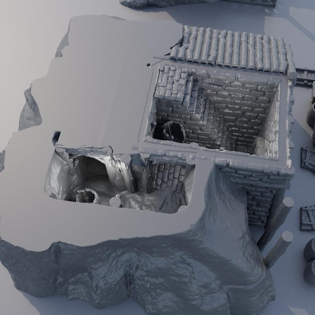 Old Miner House - Tabletop Terrain - 28 MM, Tabletop 3D Printed Terrain by MiniatureLand, Perfect for Wargaming and RPGs