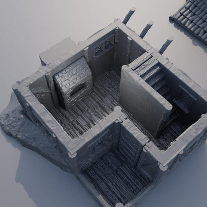 Old Miner House - Tabletop Terrain - 28 MM, Tabletop 3D Printed Terrain by MiniatureLand, Perfect for Wargaming and RPGs