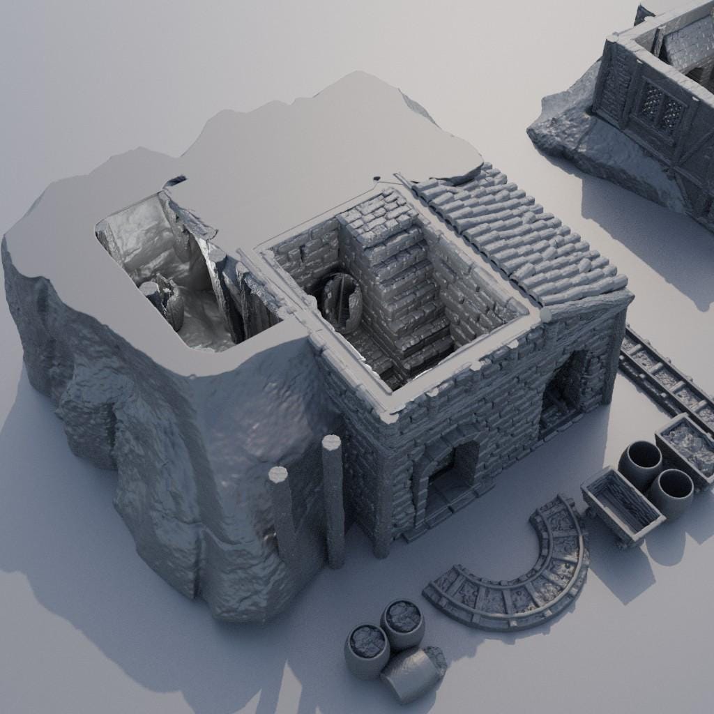 Old Miner House - Tabletop Terrain - 28 MM, Tabletop 3D Printed Terrain by MiniatureLand, Perfect for Wargaming and RPGs