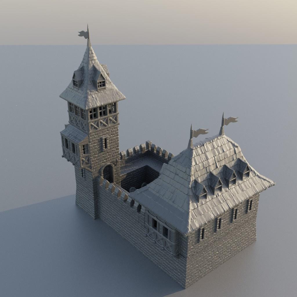 Medieval Guard House - Tabletop Terrain - 28 MM, Tabletop 3D Printed Terrain by MiniatureLand, Perfect for Wargaming and RPGs