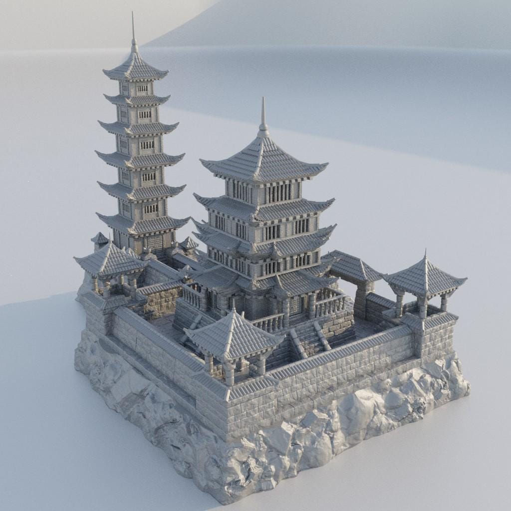 Samurai Temple - Tabletop Terrain - 28 MM, Tabletop 3D Printed Terrain by MiniatureLand, Perfect for Wargaming and RPGs