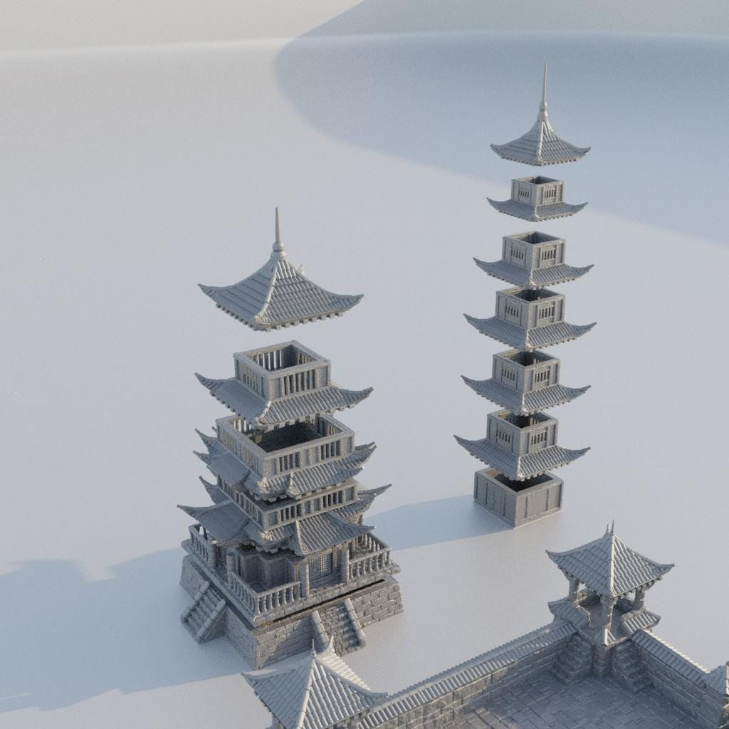 Samurai Temple - Tabletop Terrain - 28 MM, Tabletop 3D Printed Terrain by MiniatureLand, Perfect for Wargaming and RPGs