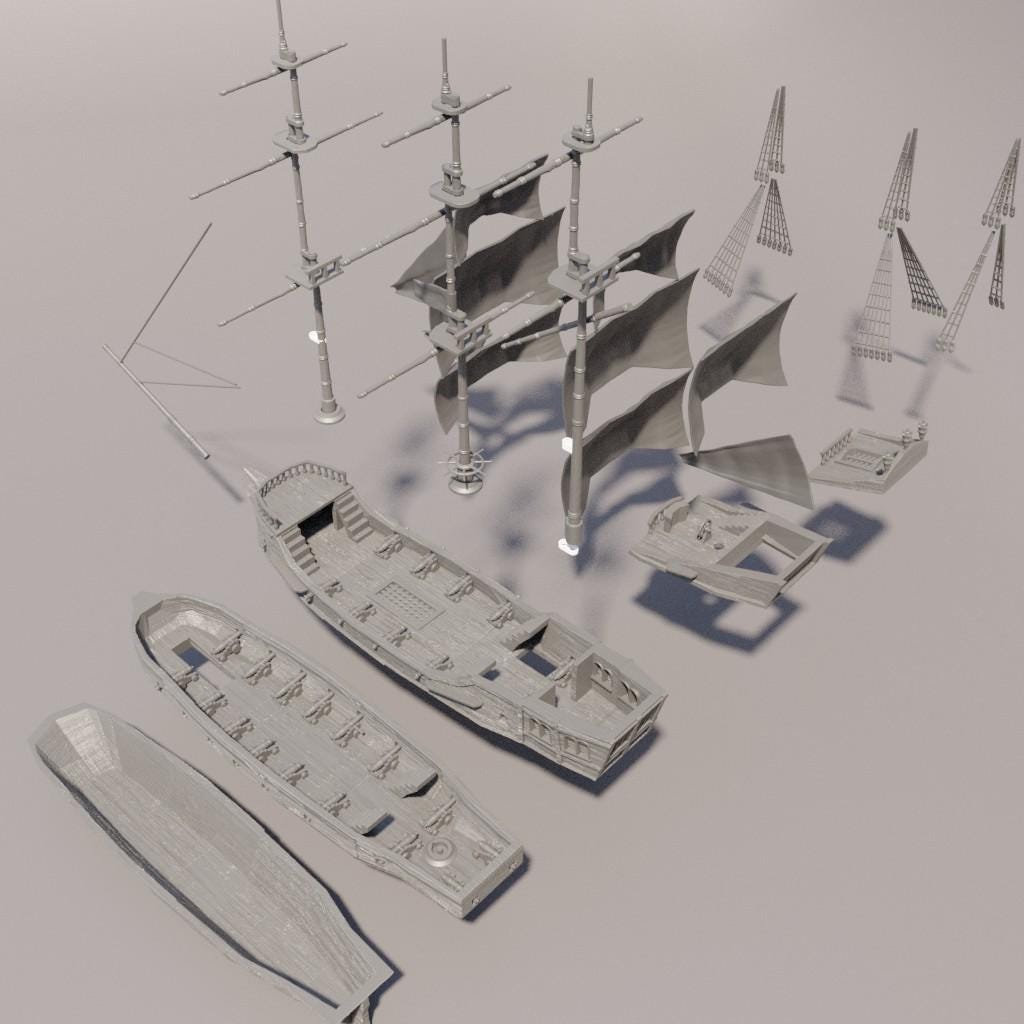 Pirate Galley - Tabletop Terrain - 28 MM, Tabletop 3D Printed Terrain by MiniatureLand, Perfect for Wargaming and RPGs