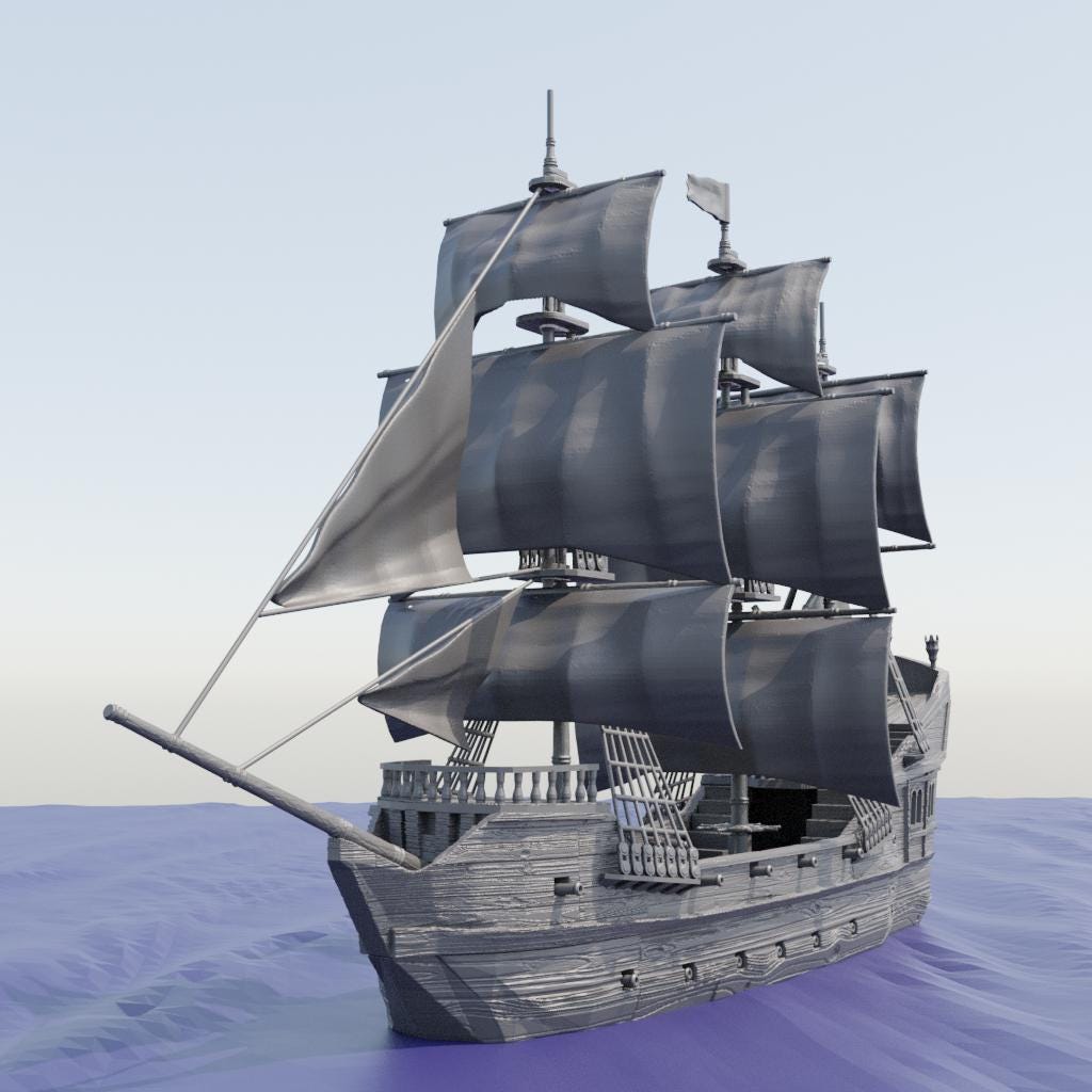 Pirate Galley - Tabletop Terrain - 28 MM, Tabletop 3D Printed Terrain by MiniatureLand, Perfect for Wargaming and RPGs