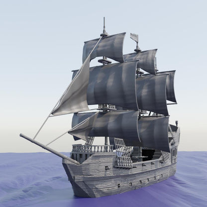 Pirate Galley - Tabletop Terrain - 28 MM, Tabletop 3D Printed Terrain by MiniatureLand, Perfect for Wargaming and RPGs