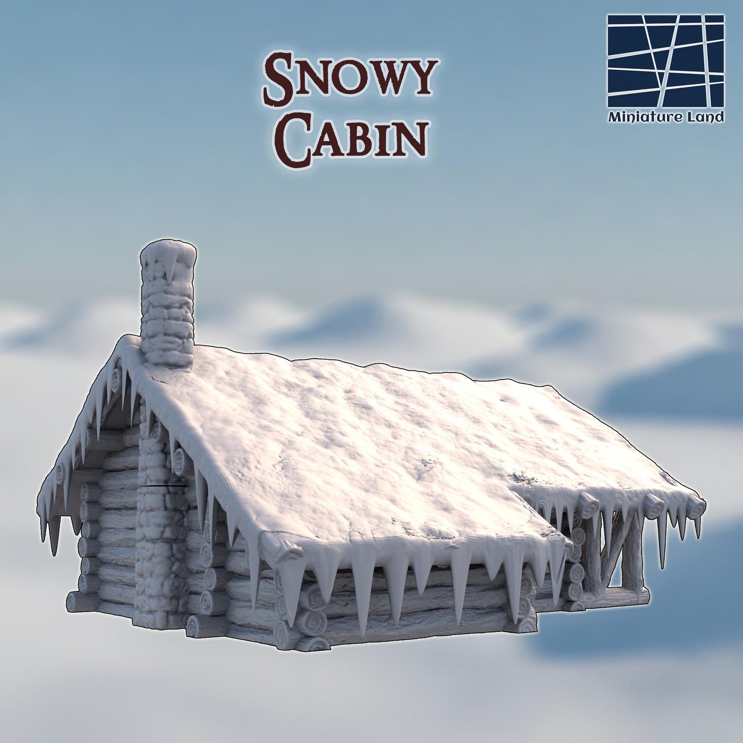 Snowy Cabin - Tabletop Terrain - 28 MM, Tabletop 3D Printed Terrain by MiniatureLand, Perfect for Wargaming and RPGs