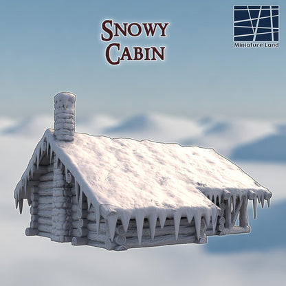 Snowy Cabin - Tabletop Terrain - 28 MM, Tabletop 3D Printed Terrain by MiniatureLand, Perfect for Wargaming and RPGs