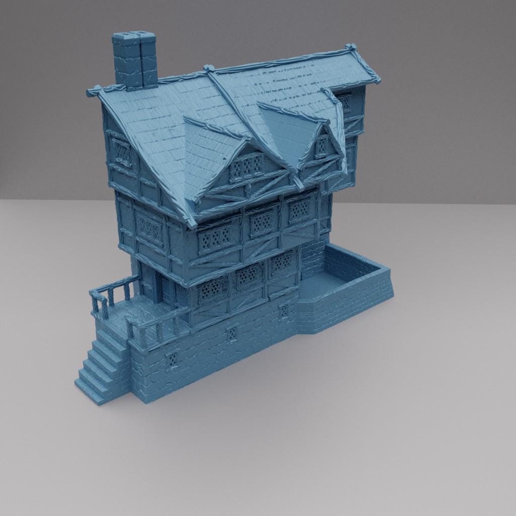 Medieval Townhall - Tabletop Terrain - 28 MM, Tabletop 3D Printed Terrain by MiniatureLand, Perfect for Wargaming and RPGs